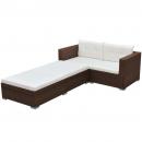 3-tlg. Garten-Lounge-Set mit Kissen Poly-Rattan Braun