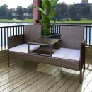 Gartensofa 2-Sitzer mit Teetisch Poly Rattan Braun