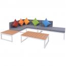 4-tlg. Garten-Lounge-Set mit Auflagen Aluminium und WPC