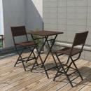 3-tlg. Bistro-Set Klappbar Stahl Poly Rattan Braun