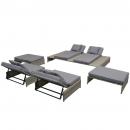 5-tlg. Garten-Lounge-Set mit Auflagen Poly Rattan Grau