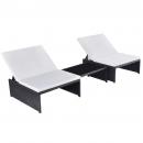 Outdoor-Lehnstühle 2 Stk. mit Tisch Schwarz Poly-Rattan