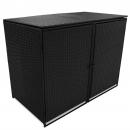 Mülltonnenbox für 2 Tonnen Poly Rattan Schwarz 148x80x111 cm 