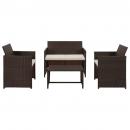 4-tlg. Garten-Lounge-Set mit Auflagen Poly Rattan Braun