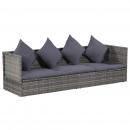 Garten-Sofabett 200x60 cm Poly Rattan Grau