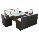 5-tlg. Garten-Lounge-Set mit Auflagen Poly Rattan Braun