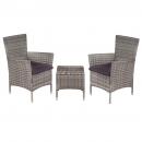 3-tlg. Bistro-Set Poly Rattan Grau