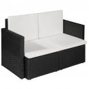 2-Sitzer-Gartensofa mit Auflagen Schwarz Poly Rattan