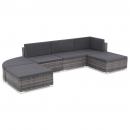 6-tlg. Garten-Lounge-Set mit Auflagen Poly Rattan Grau