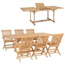 7-tlg. Garten-Essgruppe 150-200 x 100 x 75 cm Massivholz Teak