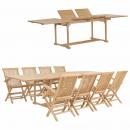 9-tlg. Garten-Essgruppe 180-280 x 100 x 75 cm Teak Massivholz