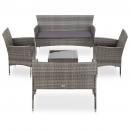 5-tlg. Garten-Lounge-Set mit Auflagen Poly Rattan Grau