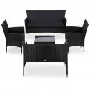 5-tlg. Garten-Lounge-Set mit Auflagen Poly Rattan Schwarz