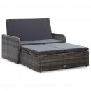 2-tlg. Garten-Lounge-Set mit Auflagen Poly Rattan Grau