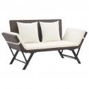 Gartenbank mit Auflagen 176 cm Braun Poly Rattan