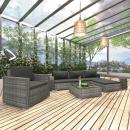 8-tlg. Garten-Lounge-Set mit Auflagen Poly Rattan Grau