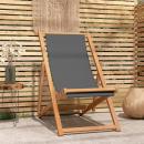 Strandstuhl Klappbar Massivholz Teak Grau