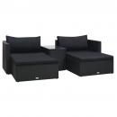 5-tlg. Garten-Lounge-Set mit Auflagen Poly Rattan Schwarz