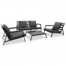 4-tlg. Outdoor-Lounge-Set mit Kissen Aluminium Dunkelgrau