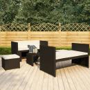 5-tlg. Garten-Lounge-Set mit Auflagen Poly Rattan Schwarz