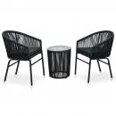 3-tlg. Bistro-Set mit Kissen PE-Rattan Schwarz  