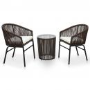 3-tlg. Bistro-Set mit Kissen PE-Rattan Braun  