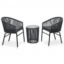 3-tlg. Bistro-Set mit Kissen PE-Rattan Grau