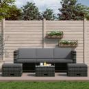 4-tlg. Garten-Lounge-Set mit Auflagen Poly Rattan Grau