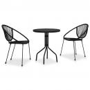 3-tlg. Bistro-Set PVC Rattan Schwarz