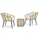 3-tlg. Bistro-Set Poly Rattan Eiche