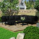 8-tlg. Garten-Lounge-Set mit Auflagen Schwarz PVC 