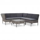 6-tlg. Garten-Lounge-Set mit Auflagen Poly Rattan Grau