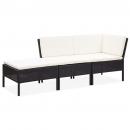 3-tlg. Garten-Lounge-Set mit Auflagen Poly Rattan Schwarz