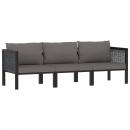 3-Sitzer-Sofa mit Auflage Anthrazit Poly Rattan 