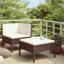 2-tlg. Garten-Lounge-Set mit Auflagen Poly Rattan Braun