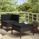 2-tlg. Garten-Lounge-Set mit Auflagen Poly Rattan Schwarz