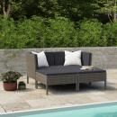 4-tlg. Garten-Lounge-Set mit Auflagen Poly Rattan Grau