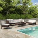 9-tlg. Garten-Lounge-Set mit Auflagen Poly Rattan Braun