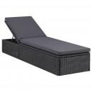 Sonnenliege Poly Rattan Schwarz und Dunkelgrau