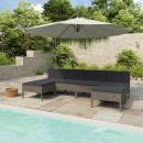 6-tlg. Garten-Lounge-Set mit Auflagen Poly Rattan Grau