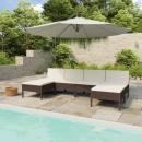 6-tlg. Garten-Lounge-Set mit Auflagen Poly Rattan Braun