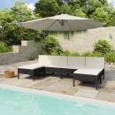 6-tlg. Garten-Lounge-Set mit Auflagen Poly Rattan Schwarz 