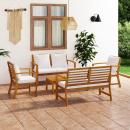 5-tlg. Garten-Lounge-Set mit Auflagen Massivholz Akazie