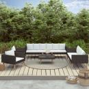 5-tlg. Garten-Lounge-Set mit Auflagen Poly Rattan Schwarz