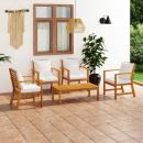 5-tlg. Garten-Lounge-Set mit Auflagen Massivholz Akazie