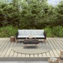 2-tlg. Garten-Lounge-Set mit Kissen Poly Rattan Schwarz