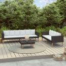 3-tlg. Garten-Lounge-Set mit Kissen Poly-Rattan Schwarz