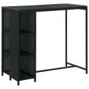 Bartisch mit Regal Schwarz 120x60x110 cm Poly Rattan