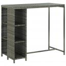 Bartisch mit Regal Grau 120x60x110 cm Poly Rattan  