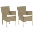 Garten-Essstühle 2 Stk. Poly Rattan Beige